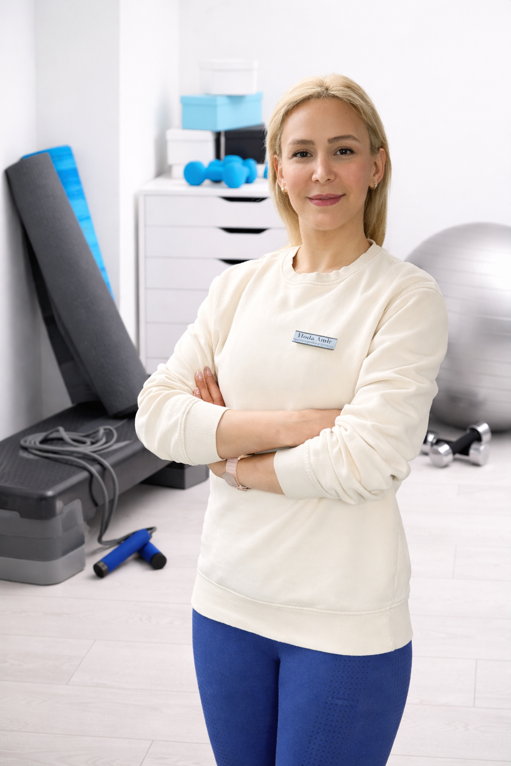 Fitness trainer in modern studio